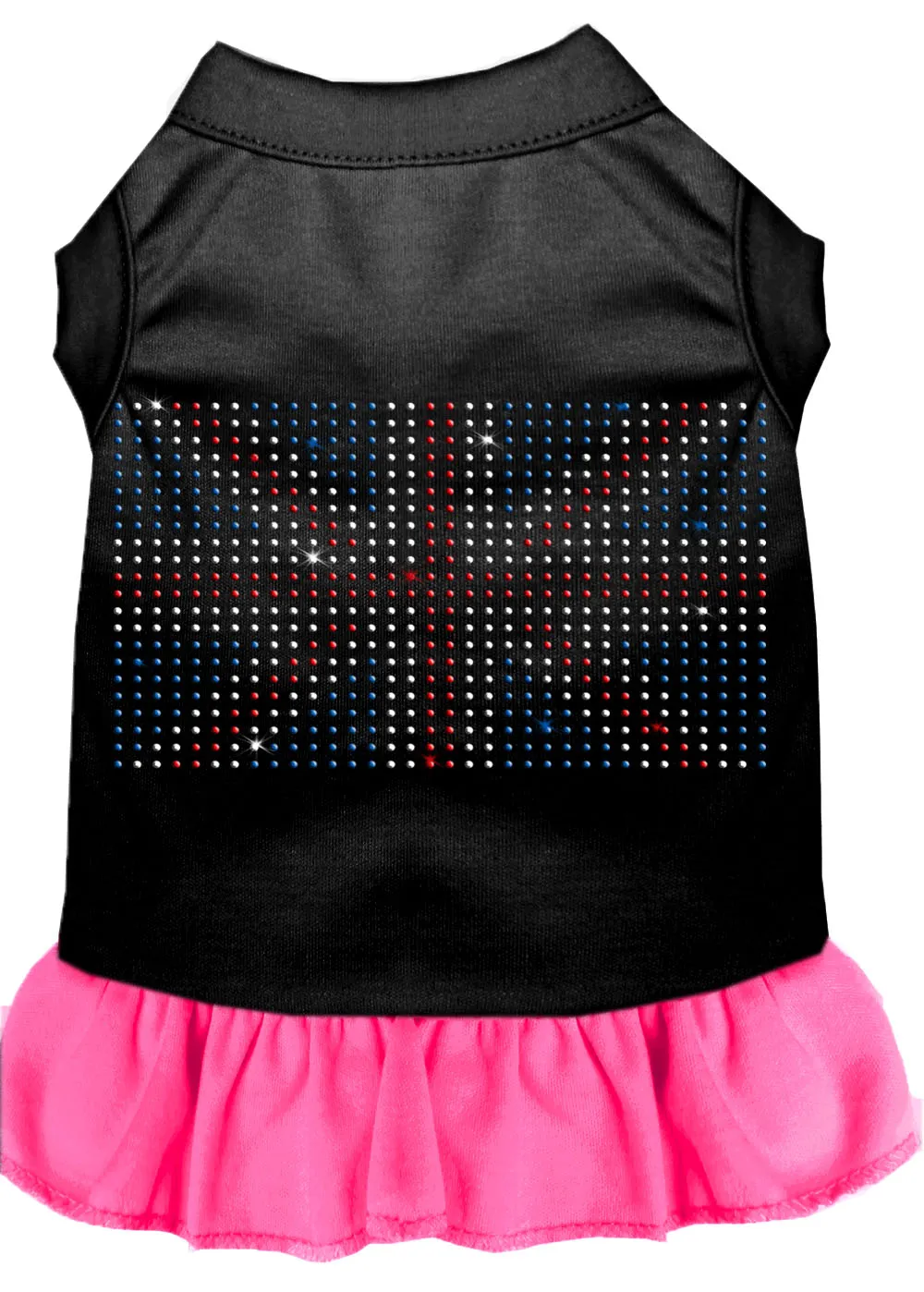Rhinestone British Flag Dress Black With Bright Pink Sm
