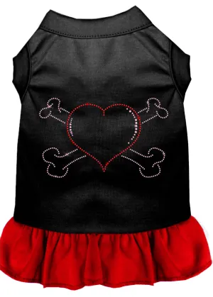 Rhinestone Heart And Crossbones Dress Black With Red Lg