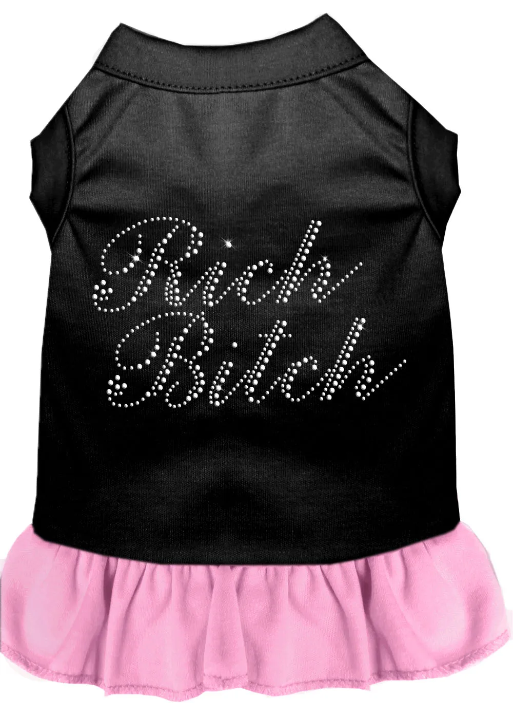 Rhinestone Rich Bitch Dress Black With Light Pink Xxxl
