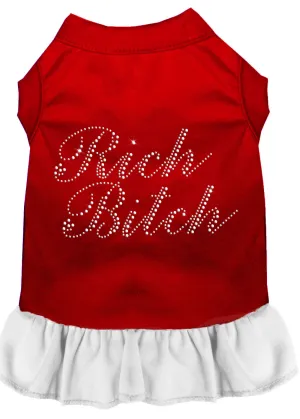 Rhinestone Rich Bitch Dress Red With White Xl