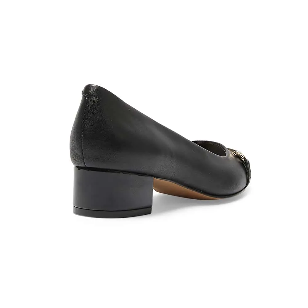 Rita Heel in Black On Black Leather