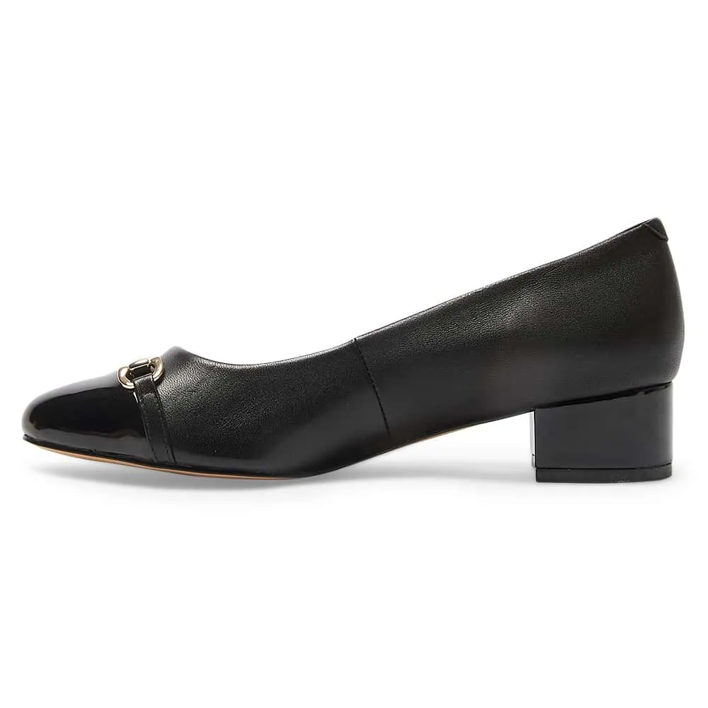 Rita Heel in Black On Black Leather