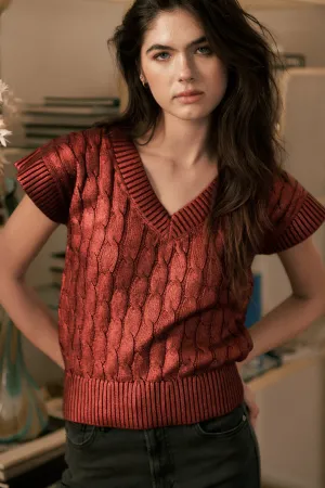Rose Gold Bay Metallic Sweater Vest by Another Love