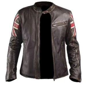 RW Authentic Sheepskin MEN’S BIKER VINTAGE STYLE MOTORCYCLE CAFE RACER LEATHER JACKET