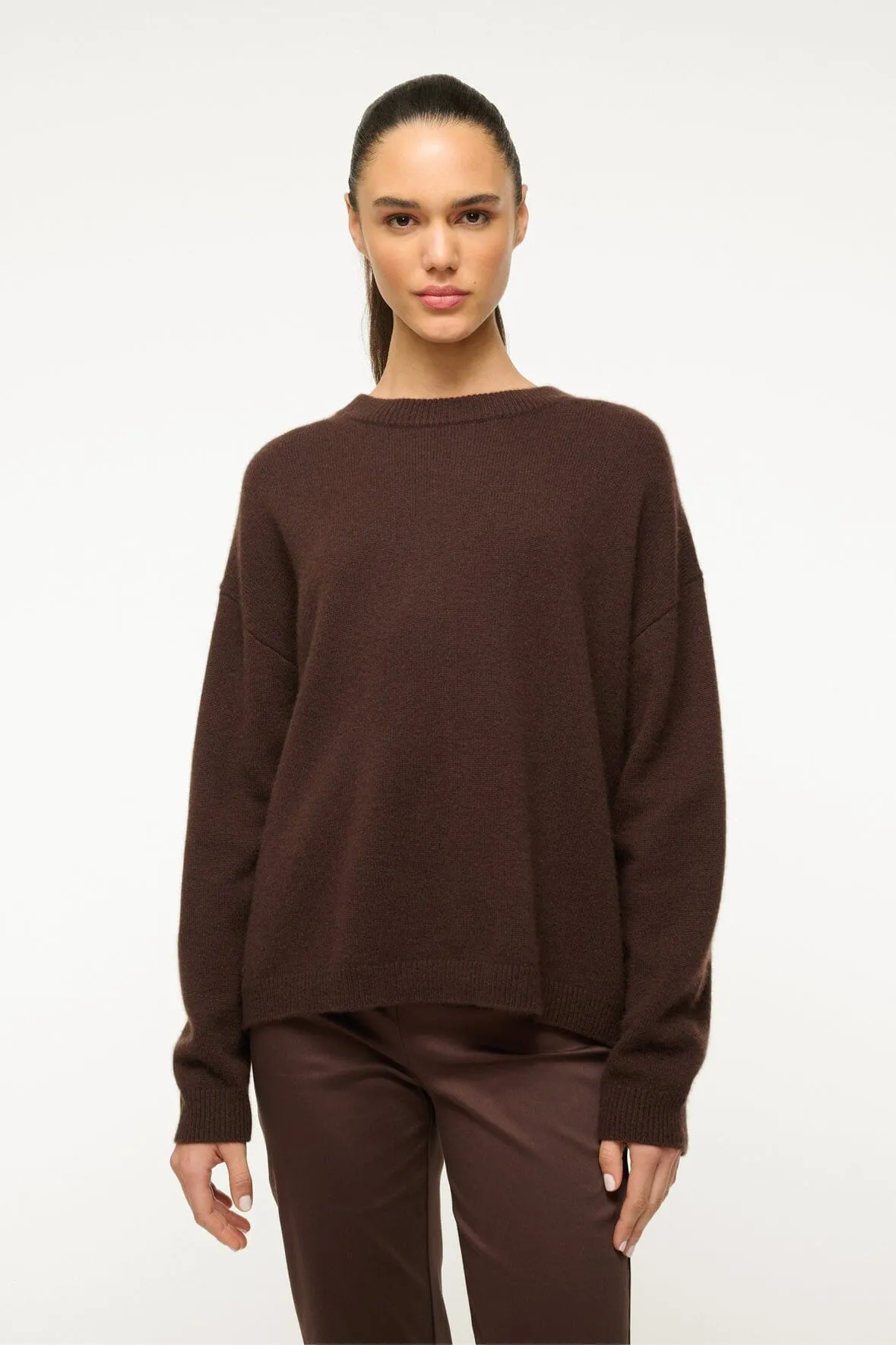 SERRANO CASHMERE RELAXED CREW | DARK CHOCOLATE