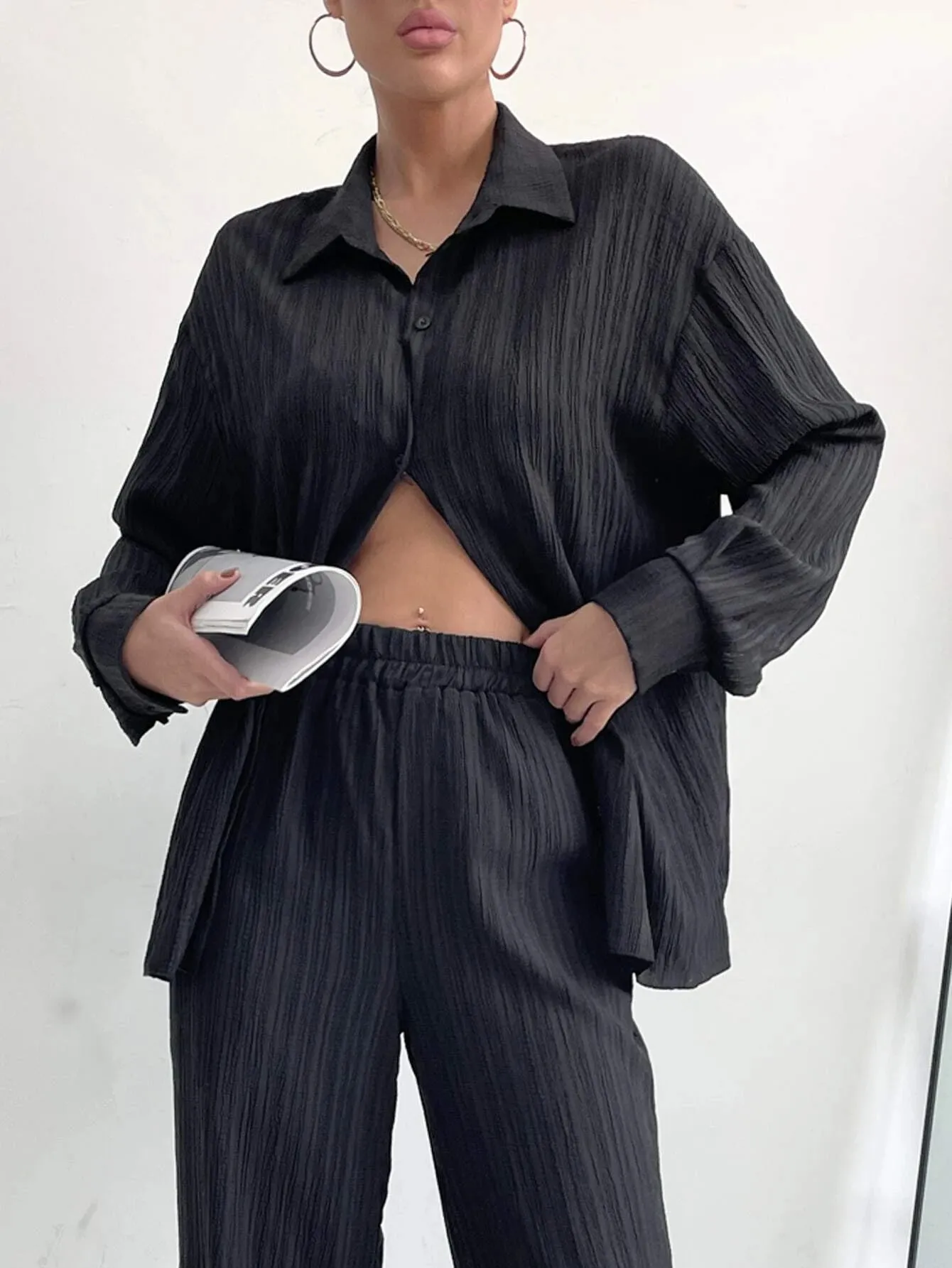 SHEIN Frenchy Drop Shoulder Shirt & Pants