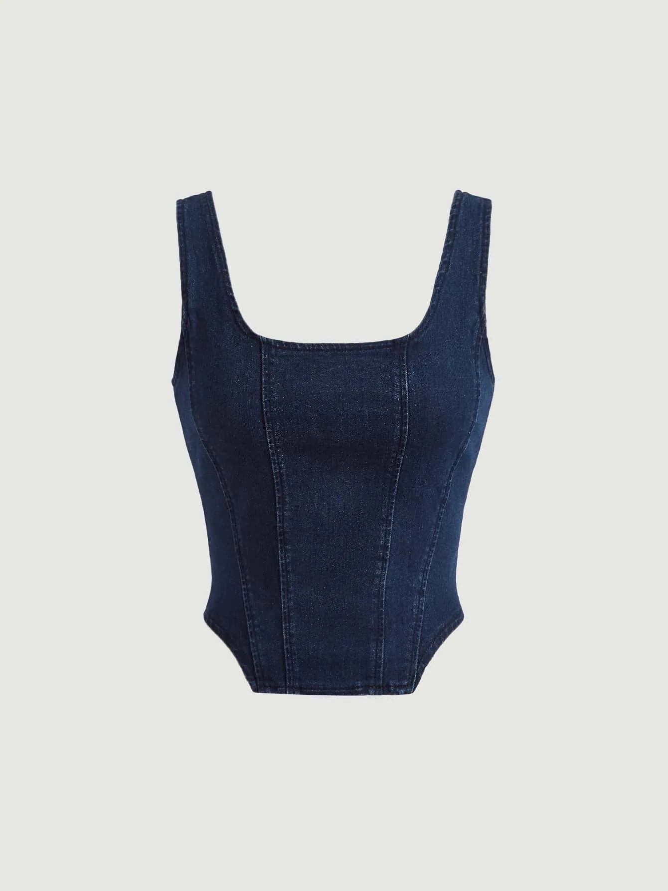SHEIN MOD Square Neck High-low Hem Tank Denim Top