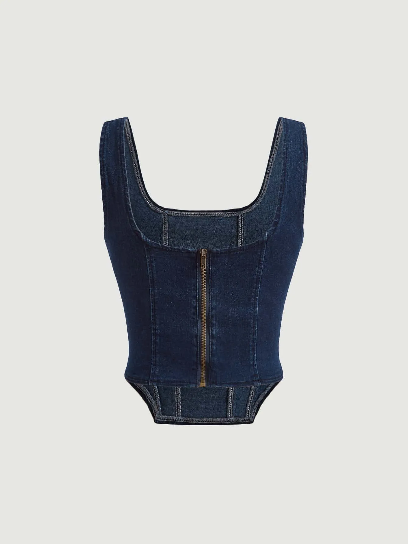 SHEIN MOD Square Neck High-low Hem Tank Denim Top