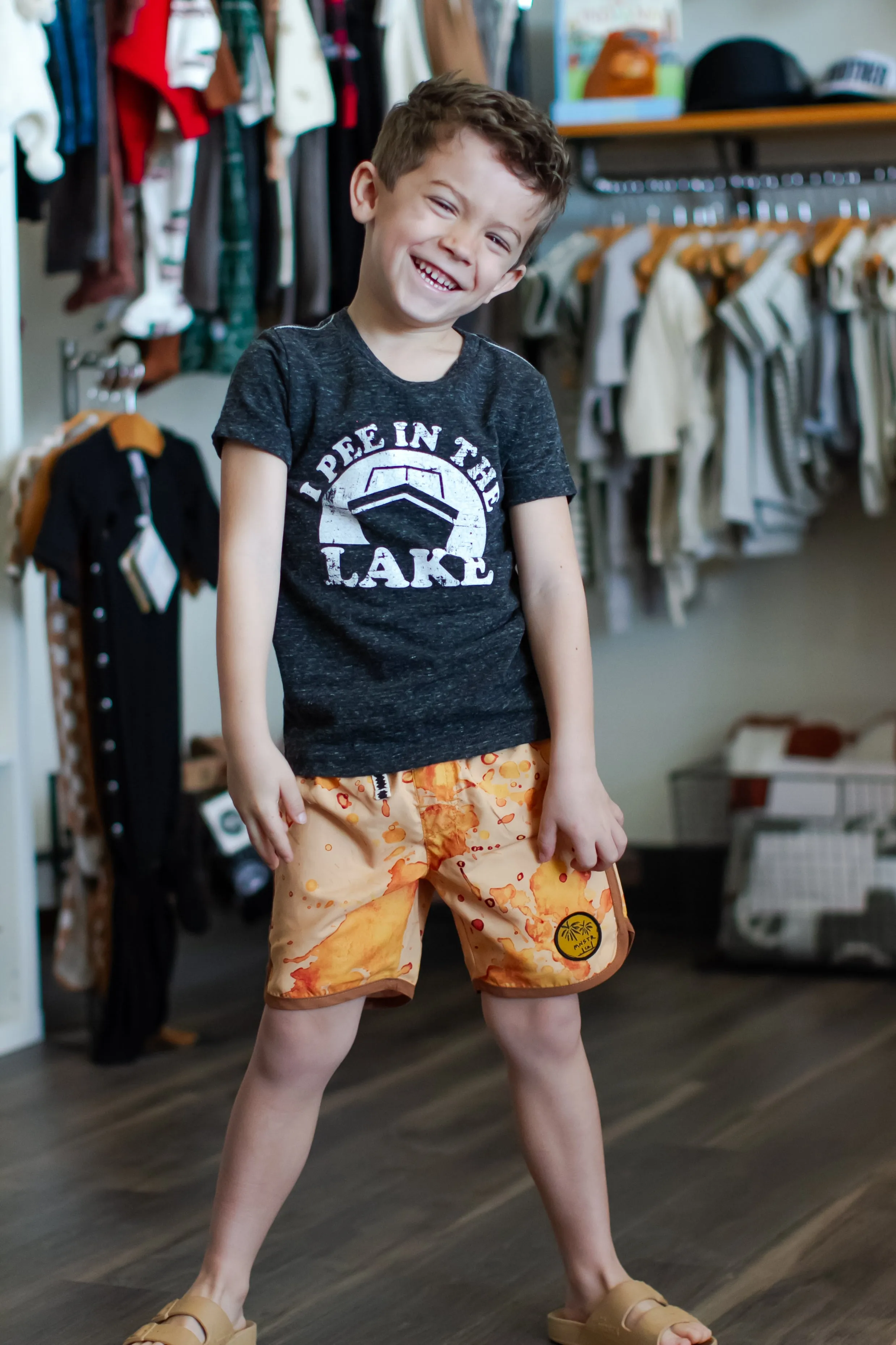 SILAS - I Pee in the Lake Tee in Charcoal