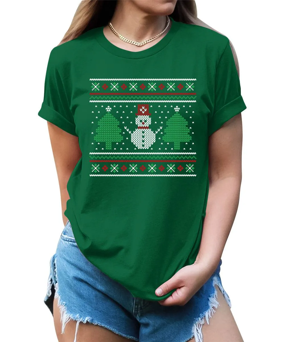 Snowman Ugly Christmas Shirts for Women Holiday Graphic Tees