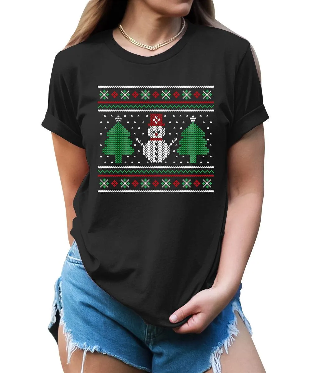 Snowman Ugly Christmas Shirts for Women Holiday Graphic Tees