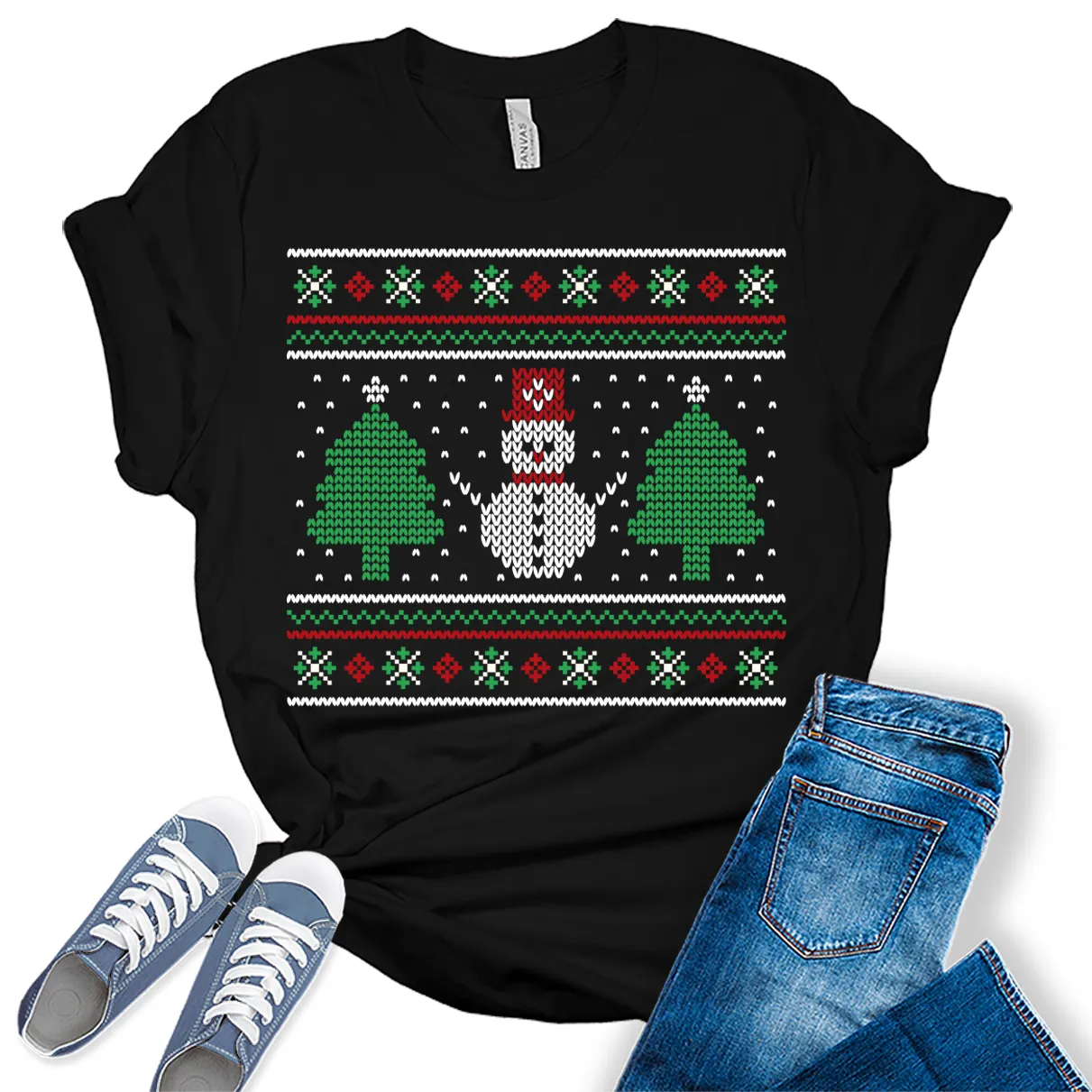 Snowman Ugly Christmas Shirts for Women Holiday Graphic Tees