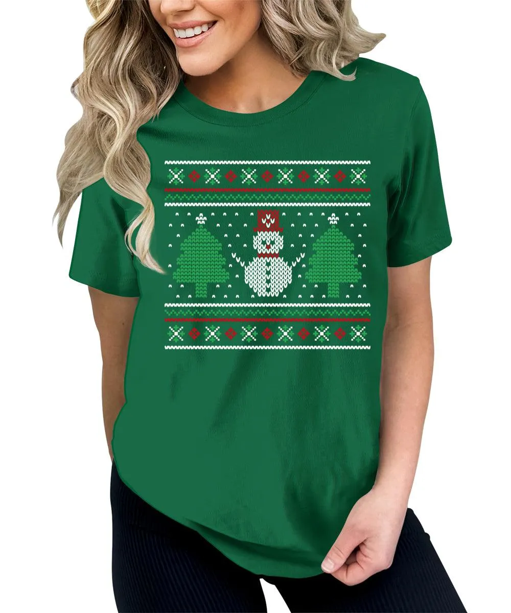 Snowman Ugly Christmas Shirts for Women Holiday Graphic Tees