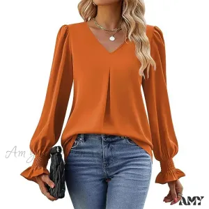 Solid Casual Loose Vintage Oversized Elegant Female Autumn Tops Blouses