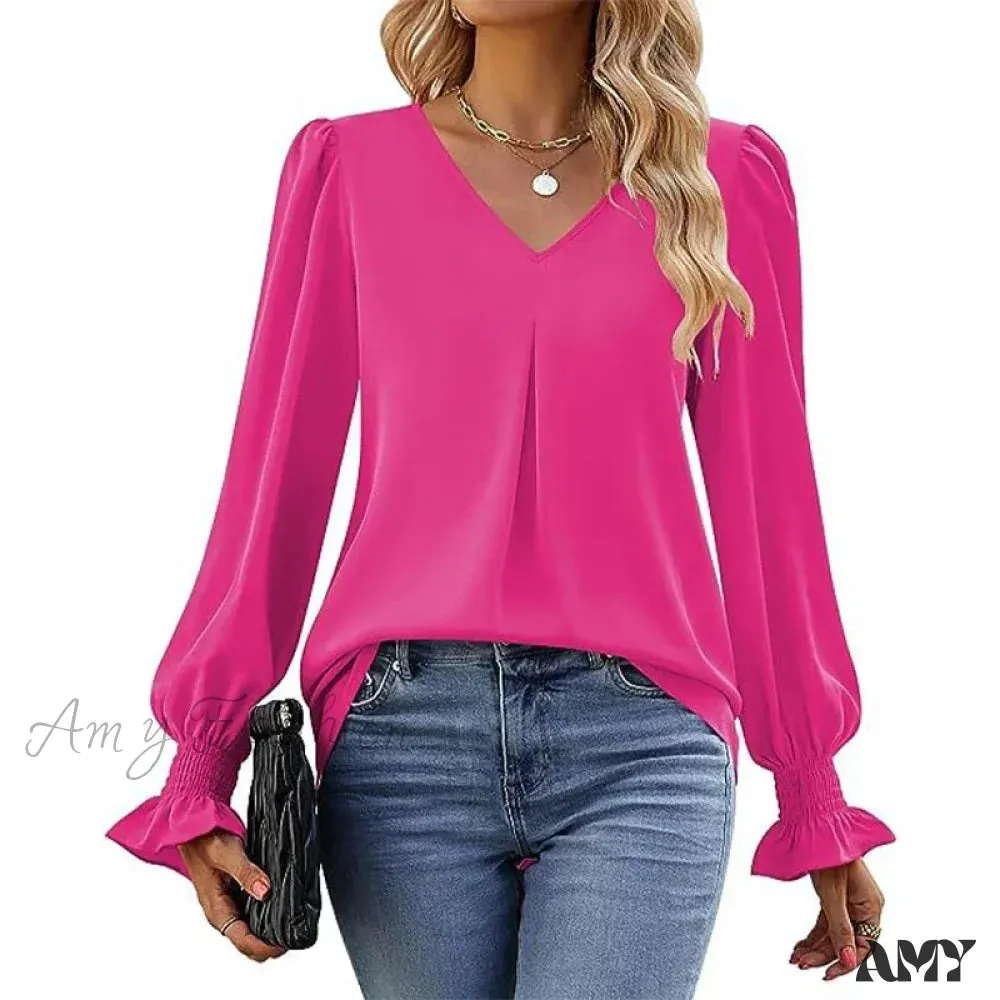 Solid Casual Loose Vintage Oversized Elegant Female Autumn Tops Blouses