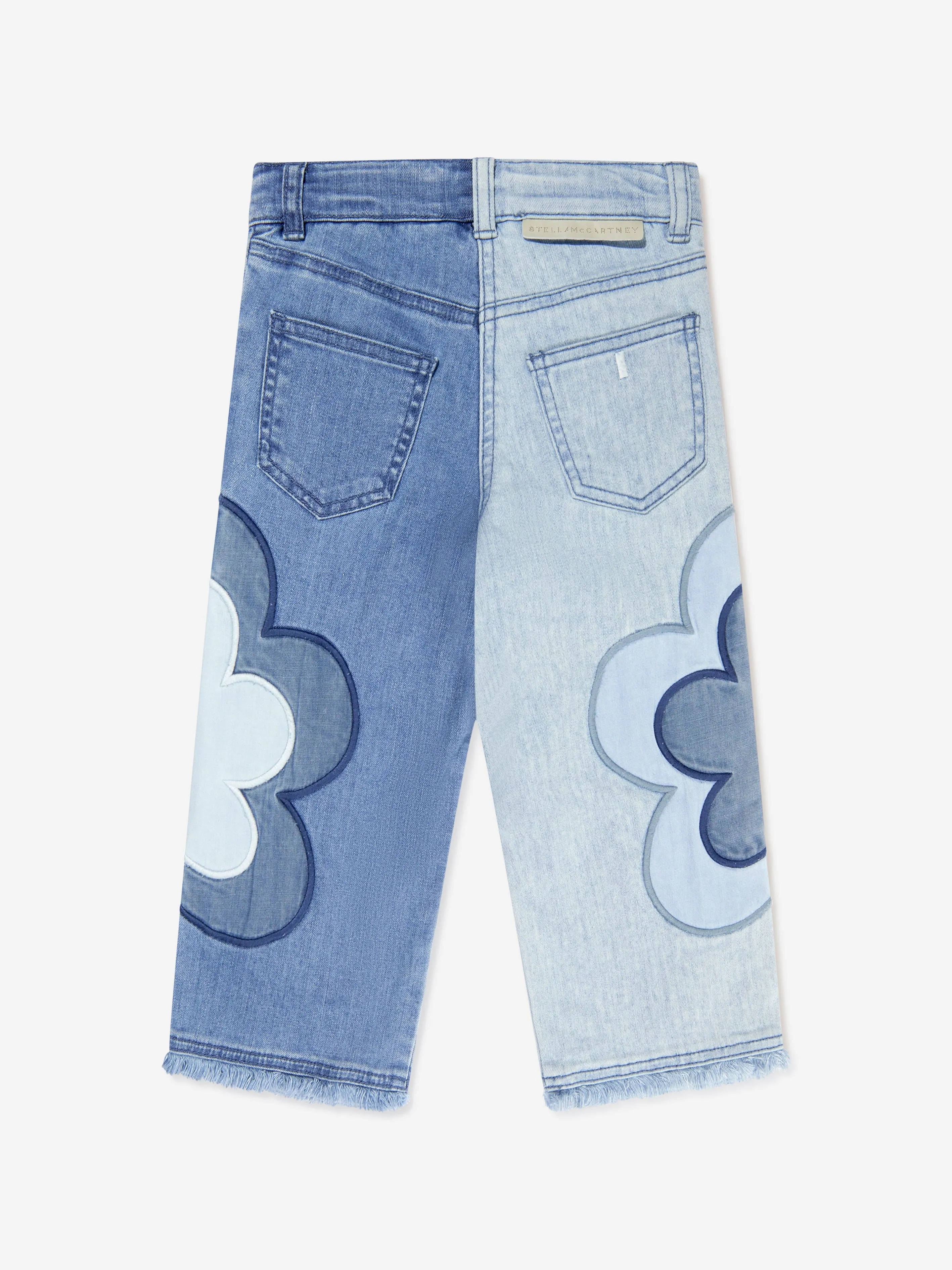 Stella McCartney Girls Wide Leg Flower Jeans in Blue