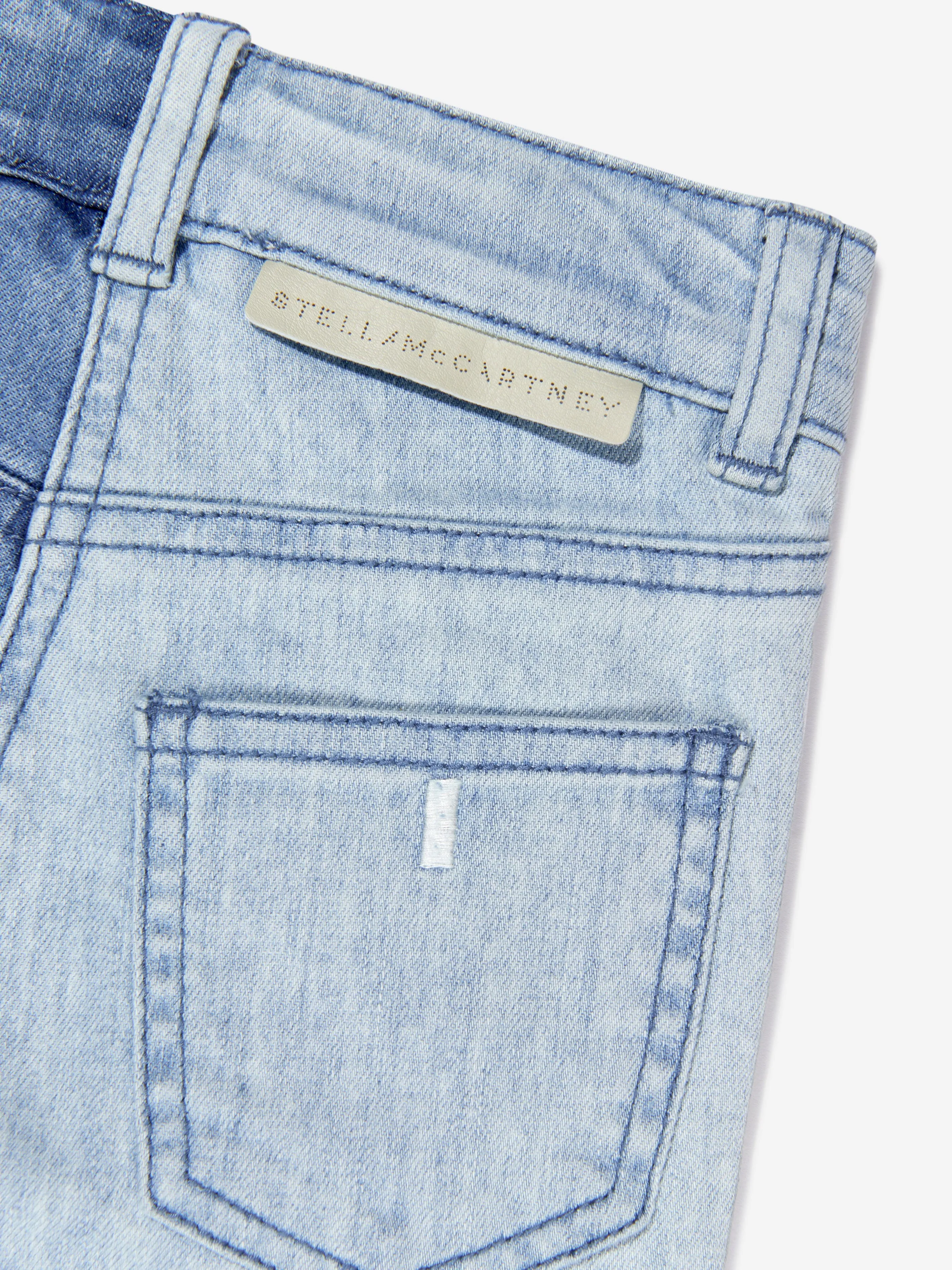 Stella McCartney Girls Wide Leg Flower Jeans in Blue