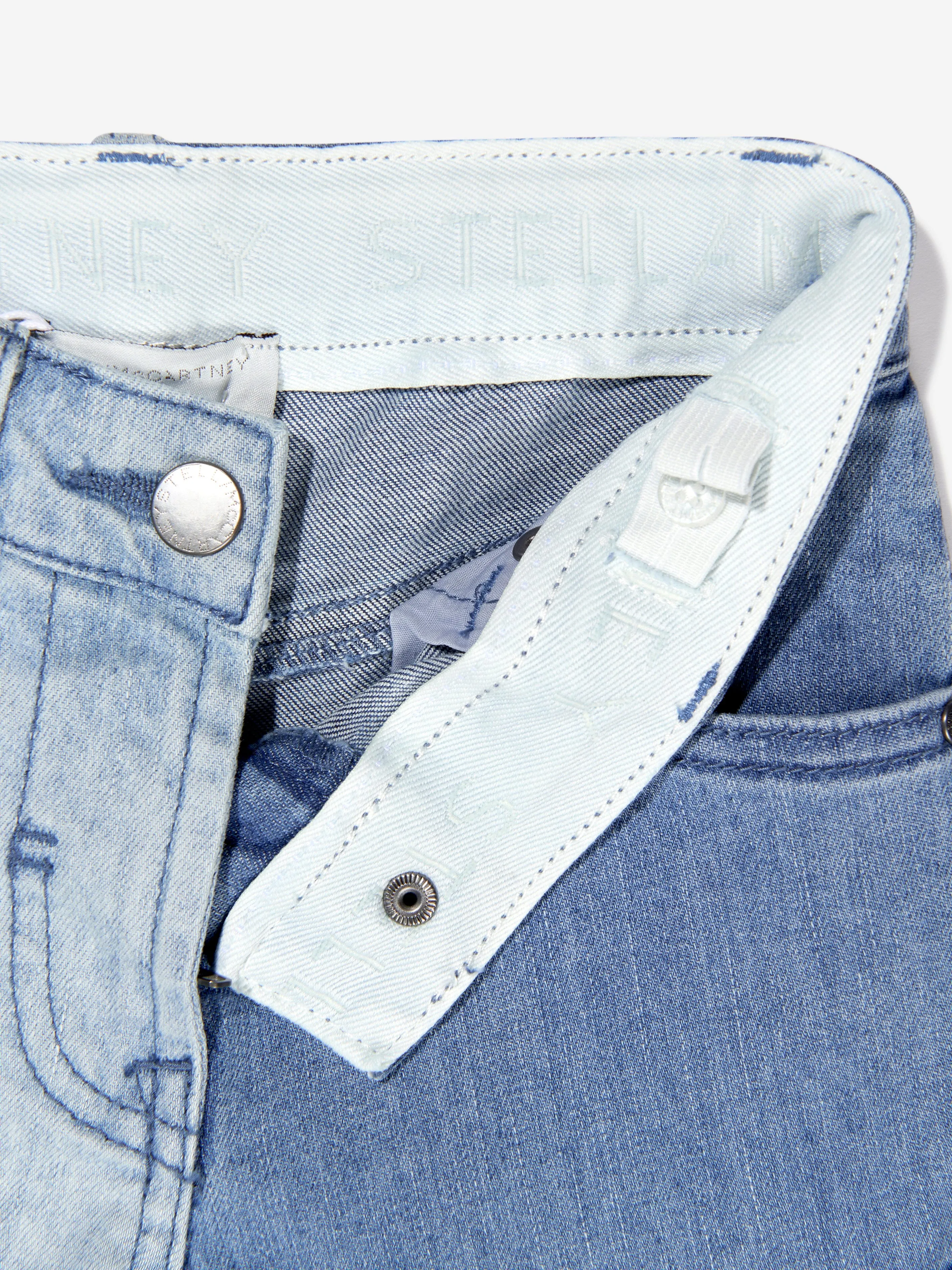 Stella McCartney Girls Wide Leg Flower Jeans in Blue