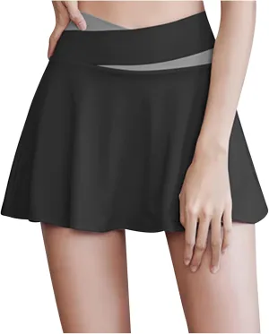 Summer Skirts for Women Athletic Criss Cross High Waist Tennis Skorts Silk Yoga Flowy Skater Skirt Fitness Clothes