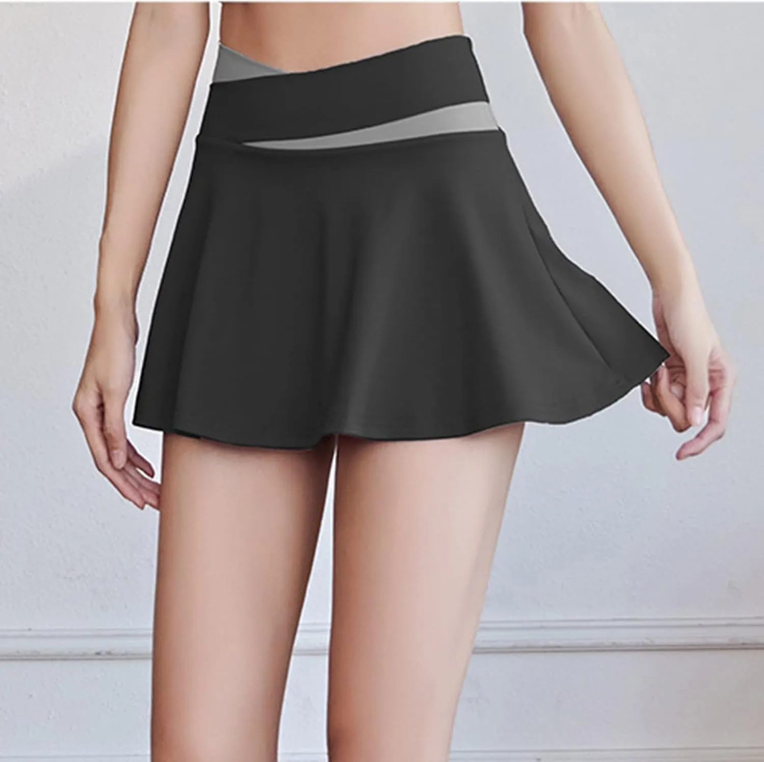 Summer Skirts for Women Athletic Criss Cross High Waist Tennis Skorts Silk Yoga Flowy Skater Skirt Fitness Clothes