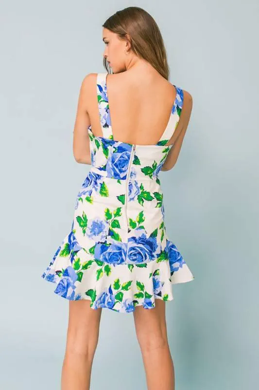 Tea Time Floral Flounce Mini Dress