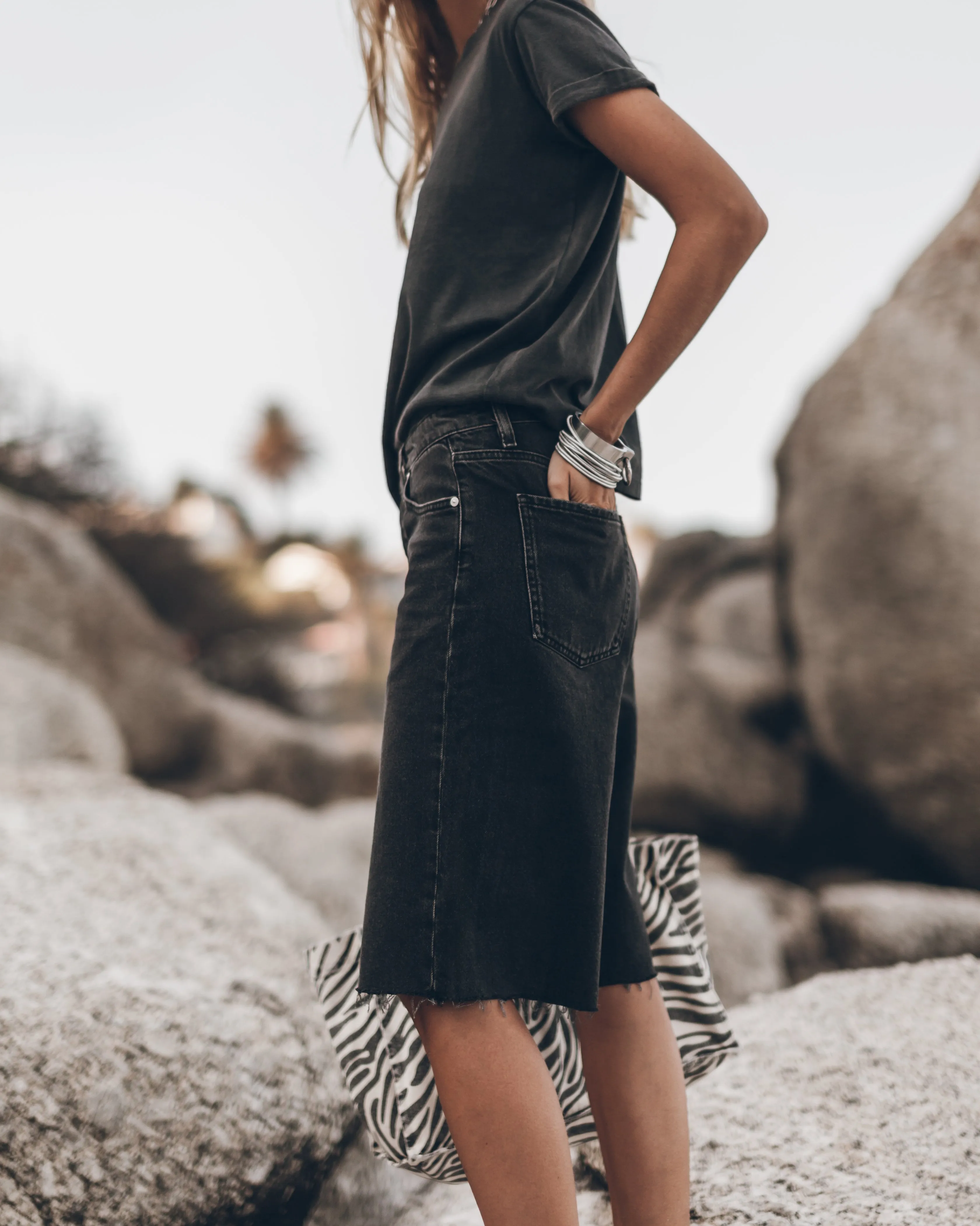 The Black Denim Bermuda Shorts