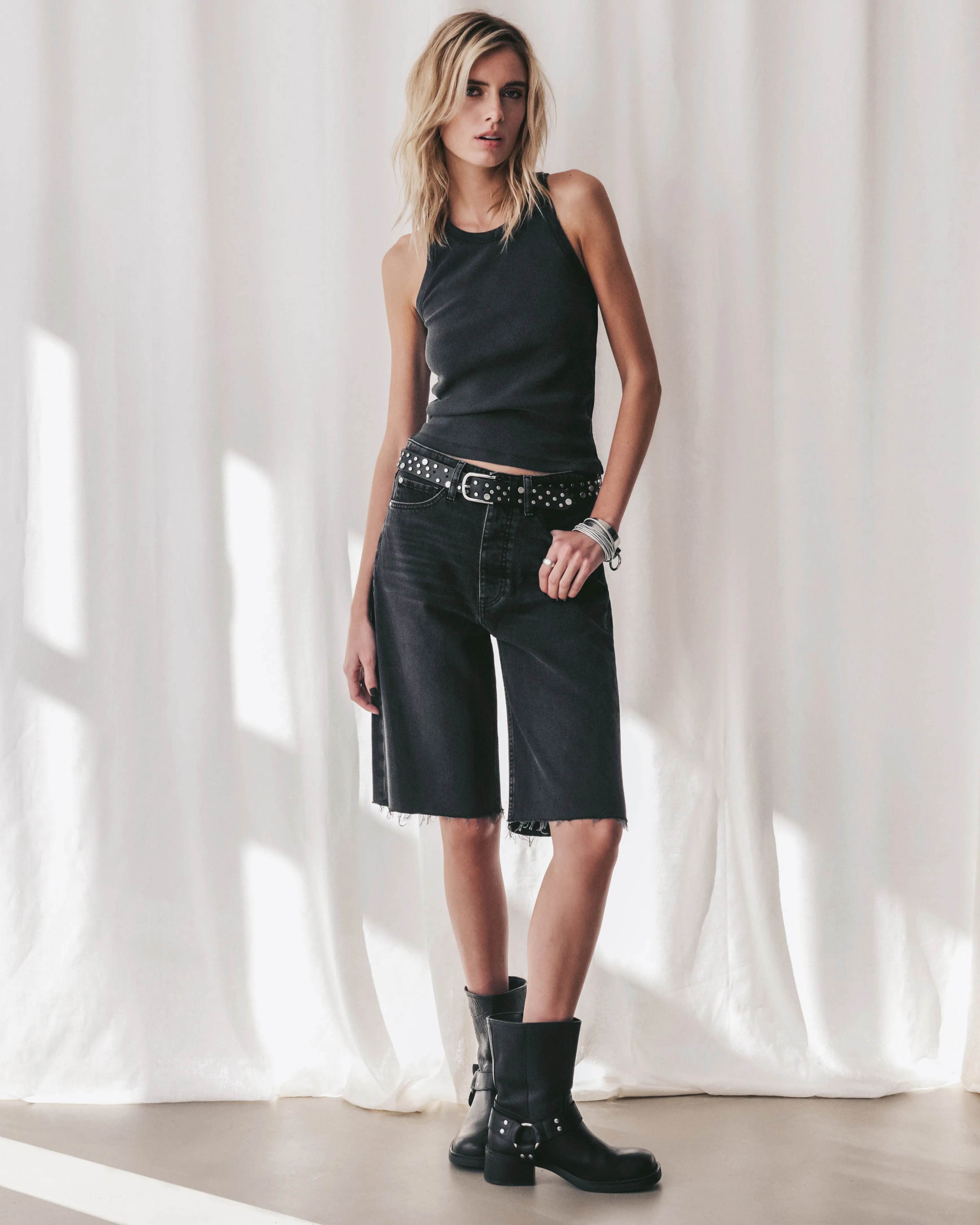 The Black Denim Bermuda Shorts