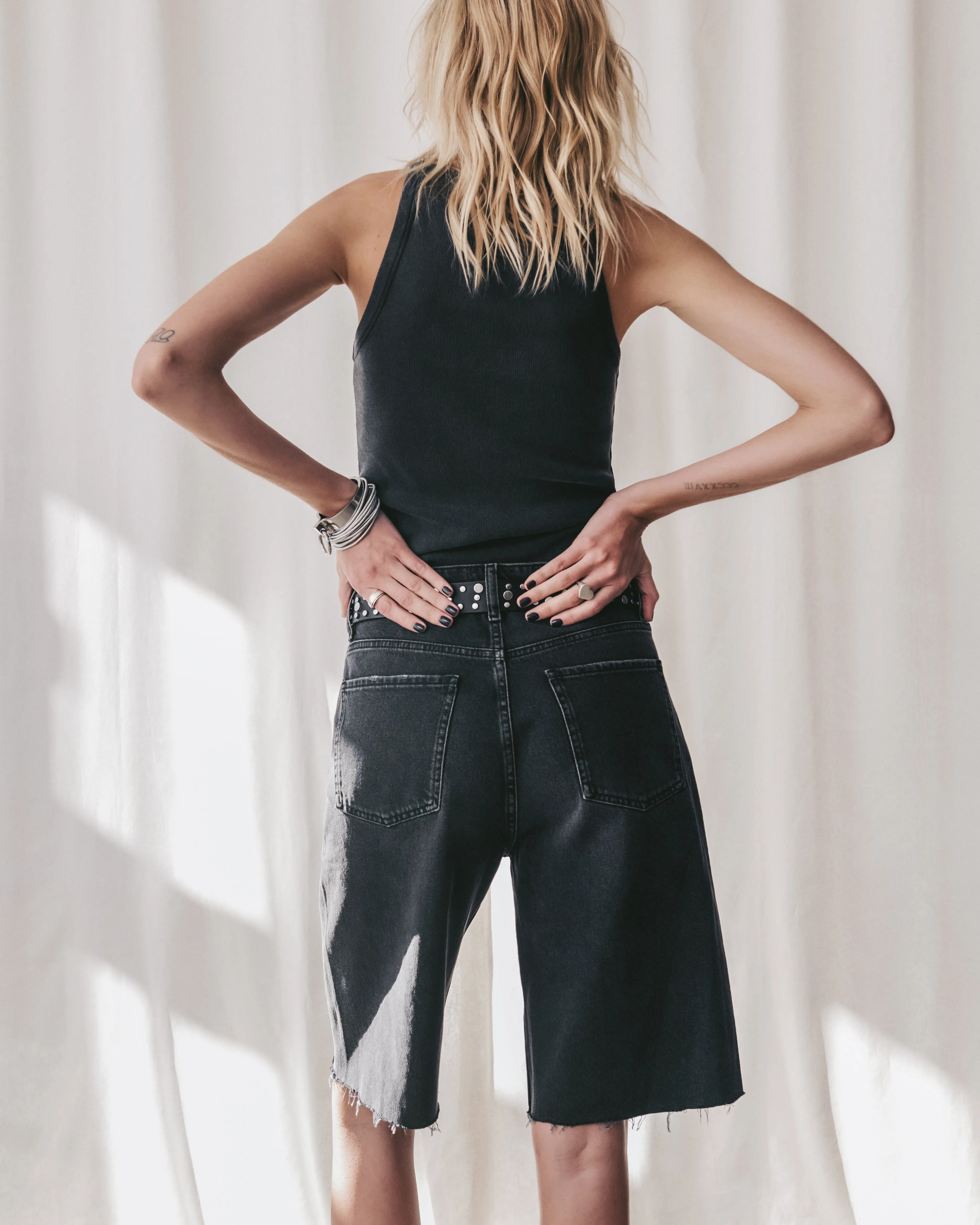 The Black Denim Bermuda Shorts