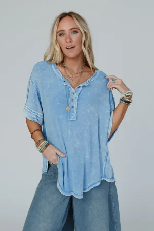 Time Flies Round Hem Top - Blue