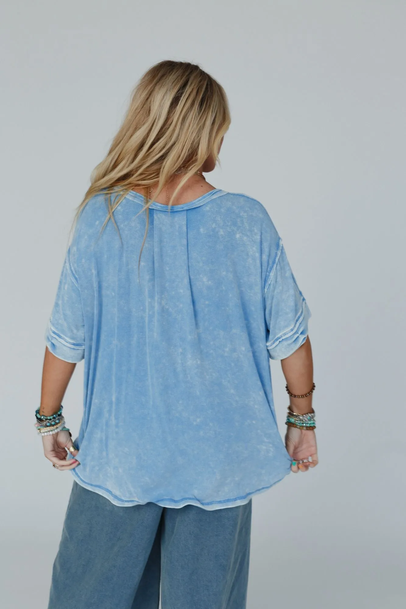 Time Flies Round Hem Top - Blue