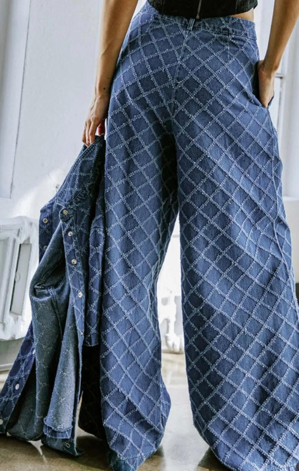 Trendy Pattern Wide Leg Jeans