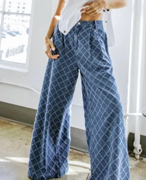 Trendy Pattern Wide Leg Jeans