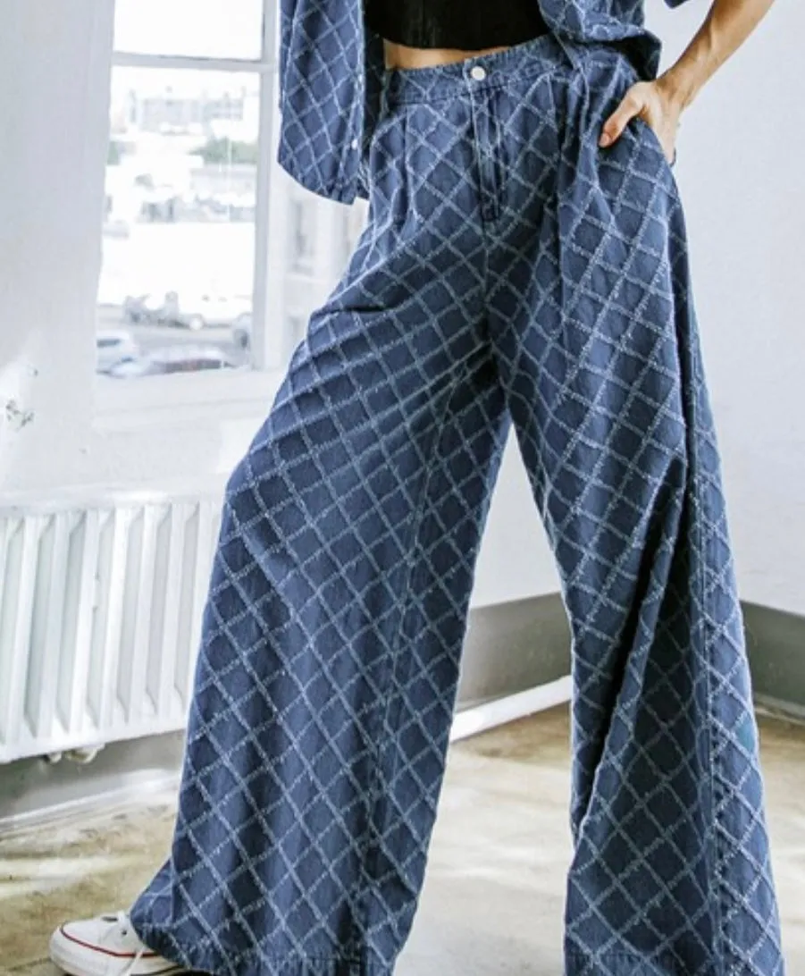 Trendy Pattern Wide Leg Jeans