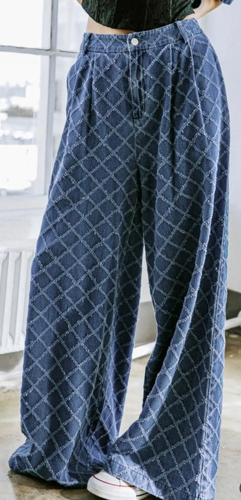 Trendy Pattern Wide Leg Jeans