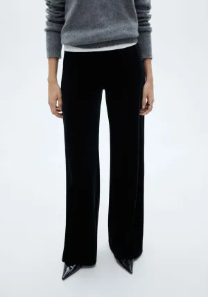 Velvet wideleg trousers - Black