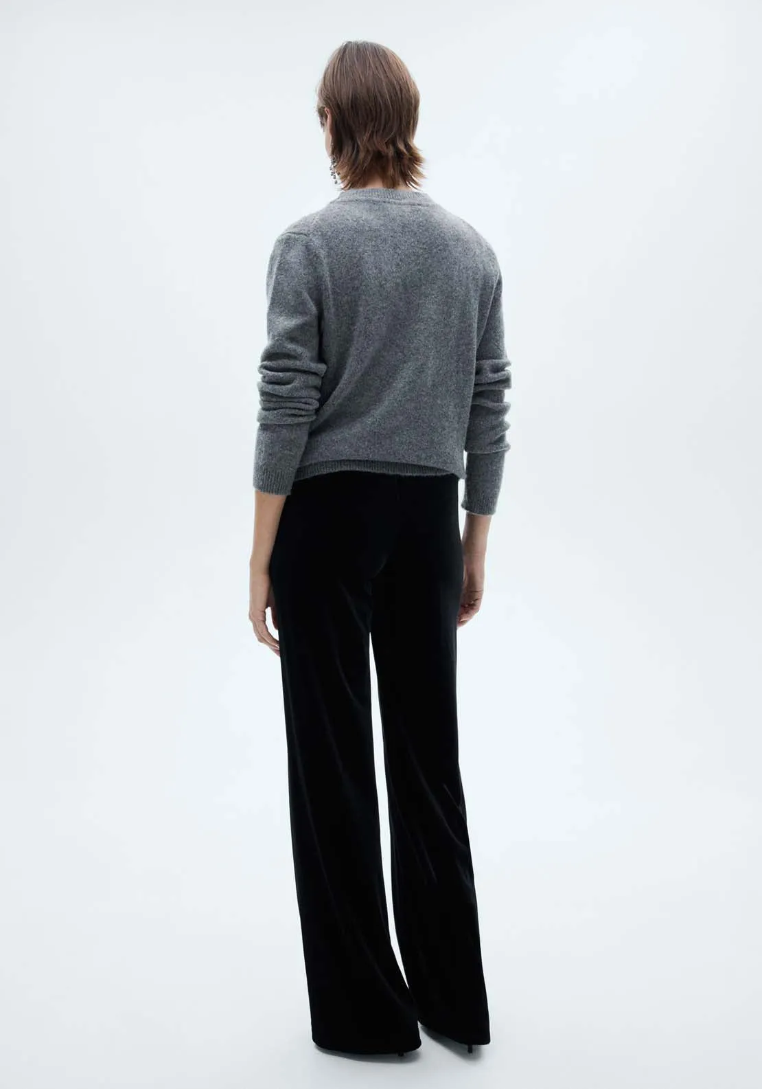 Velvet wideleg trousers - Black