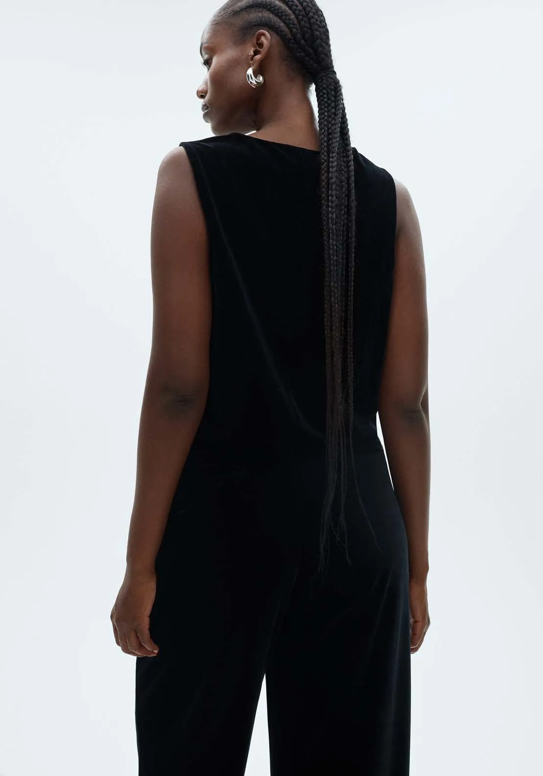 Velvet wideleg trousers - Black