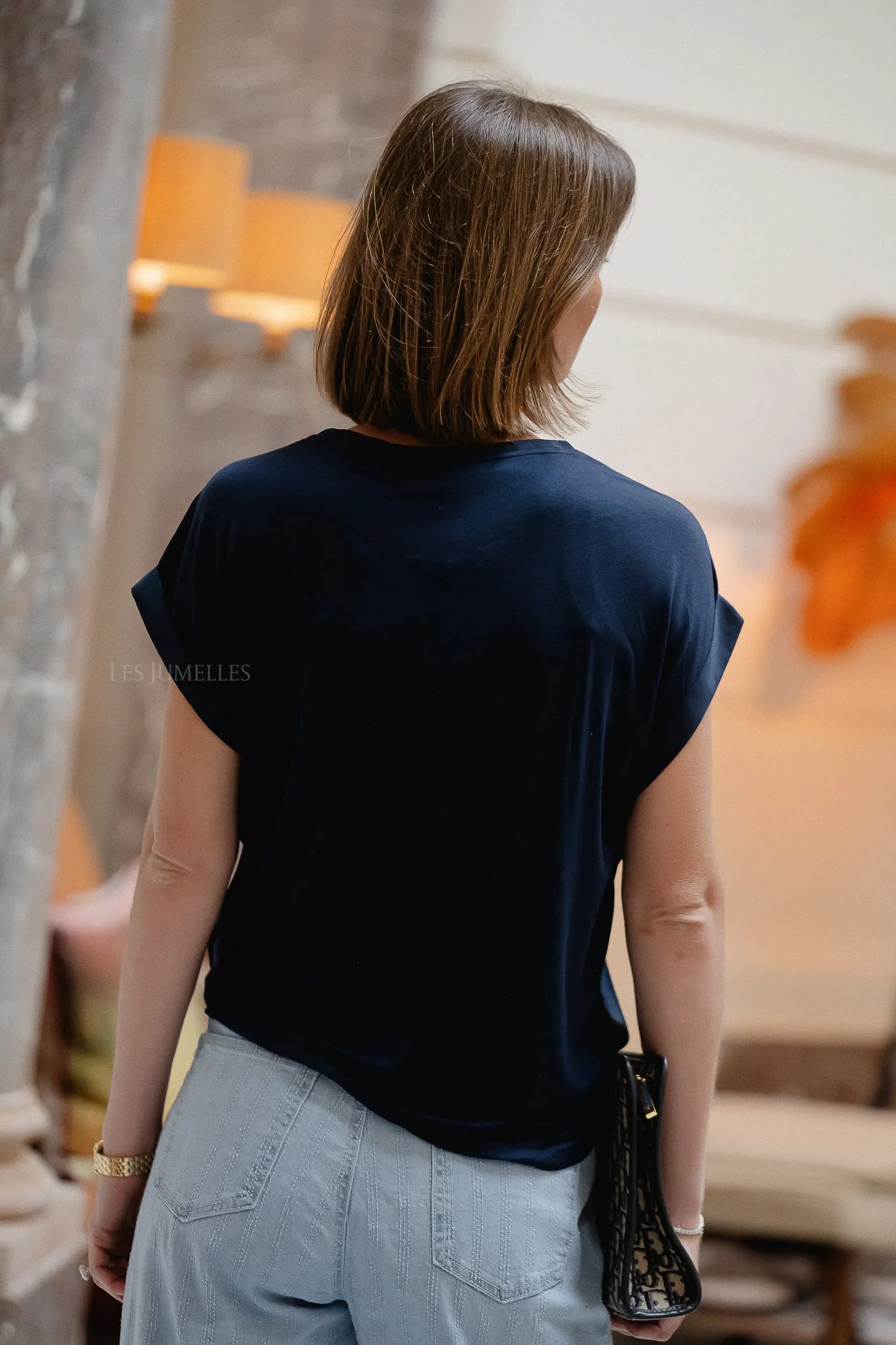 VIEllette S/S satin top navy blazer