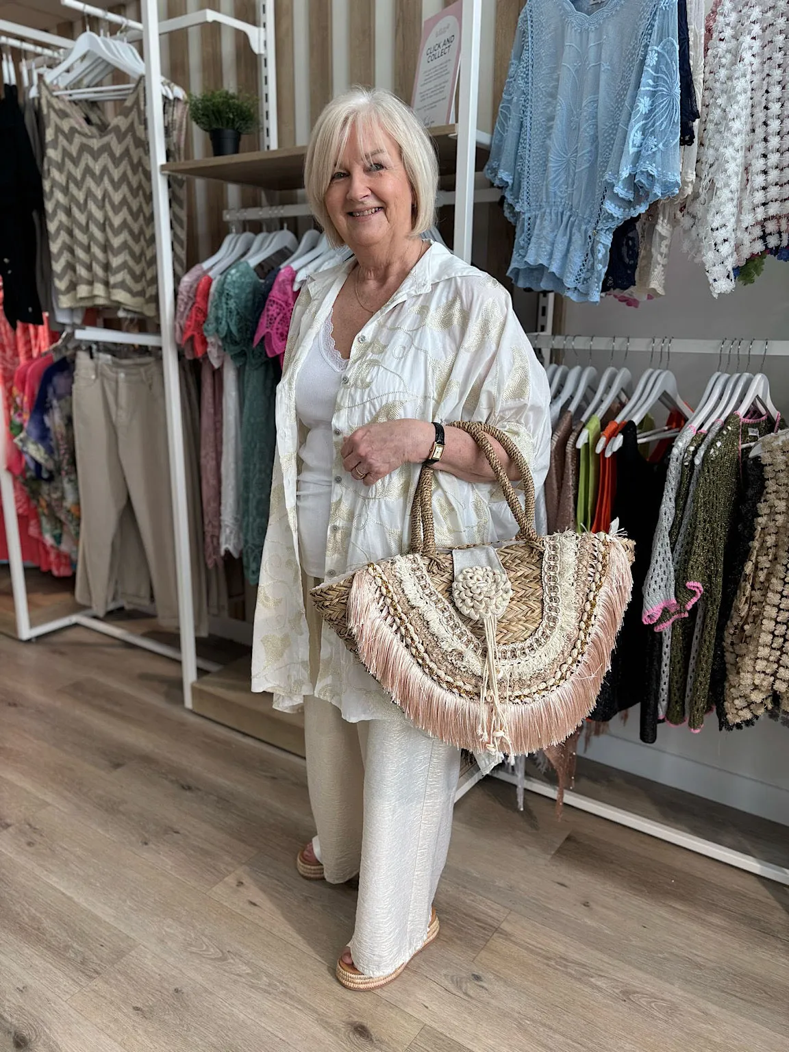 White Gold Oversized Embroidered Shirt Demi