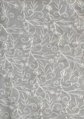 white silk chiffon silk embroidered 44&quot; wide