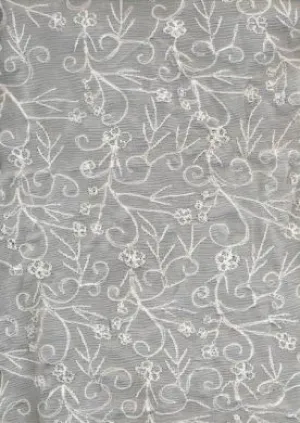 white silk chiffon silk embroidered 44&quot; wide
