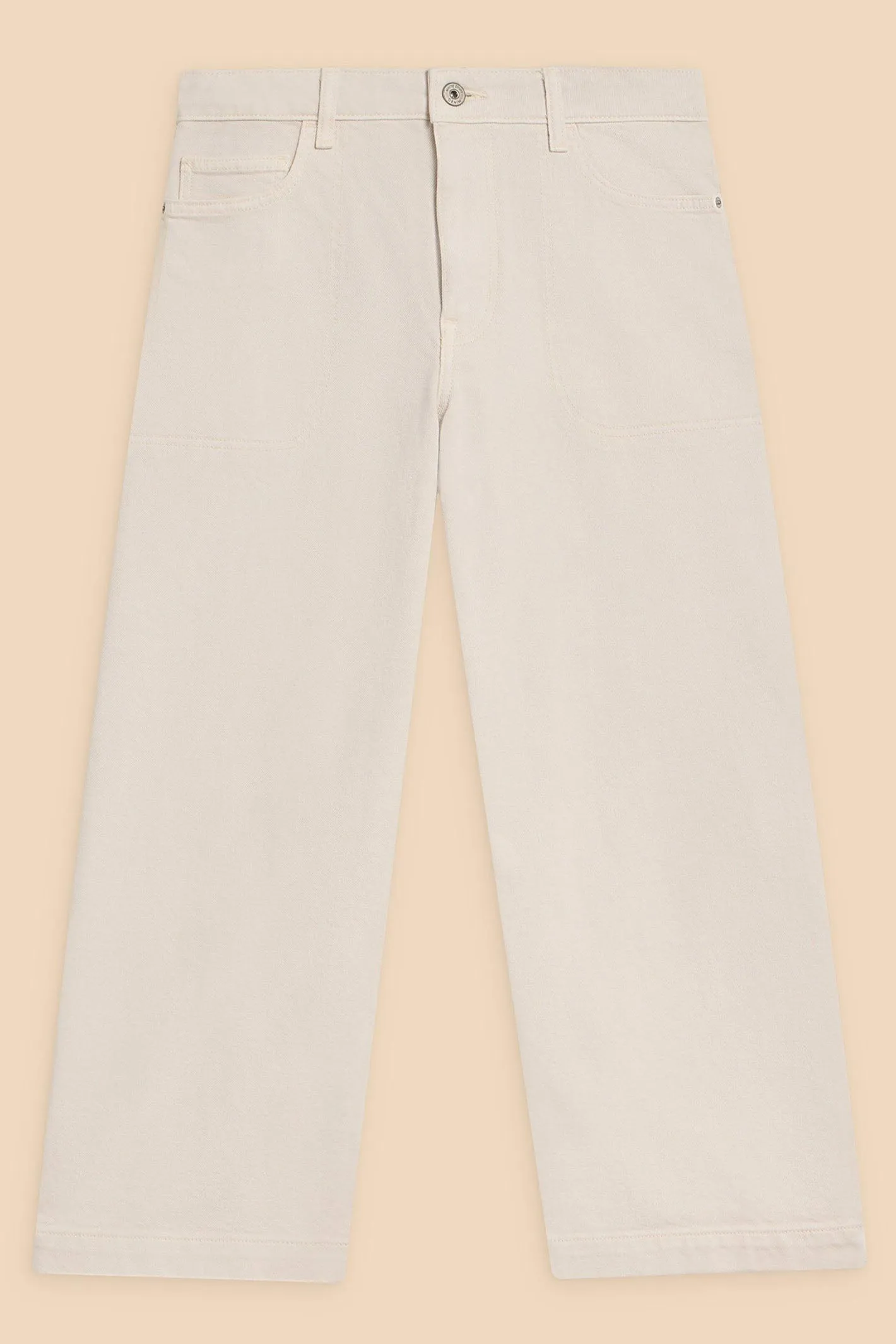 White Stuff 440997 Tia Natural White Wide Leg Cropped Jeans
