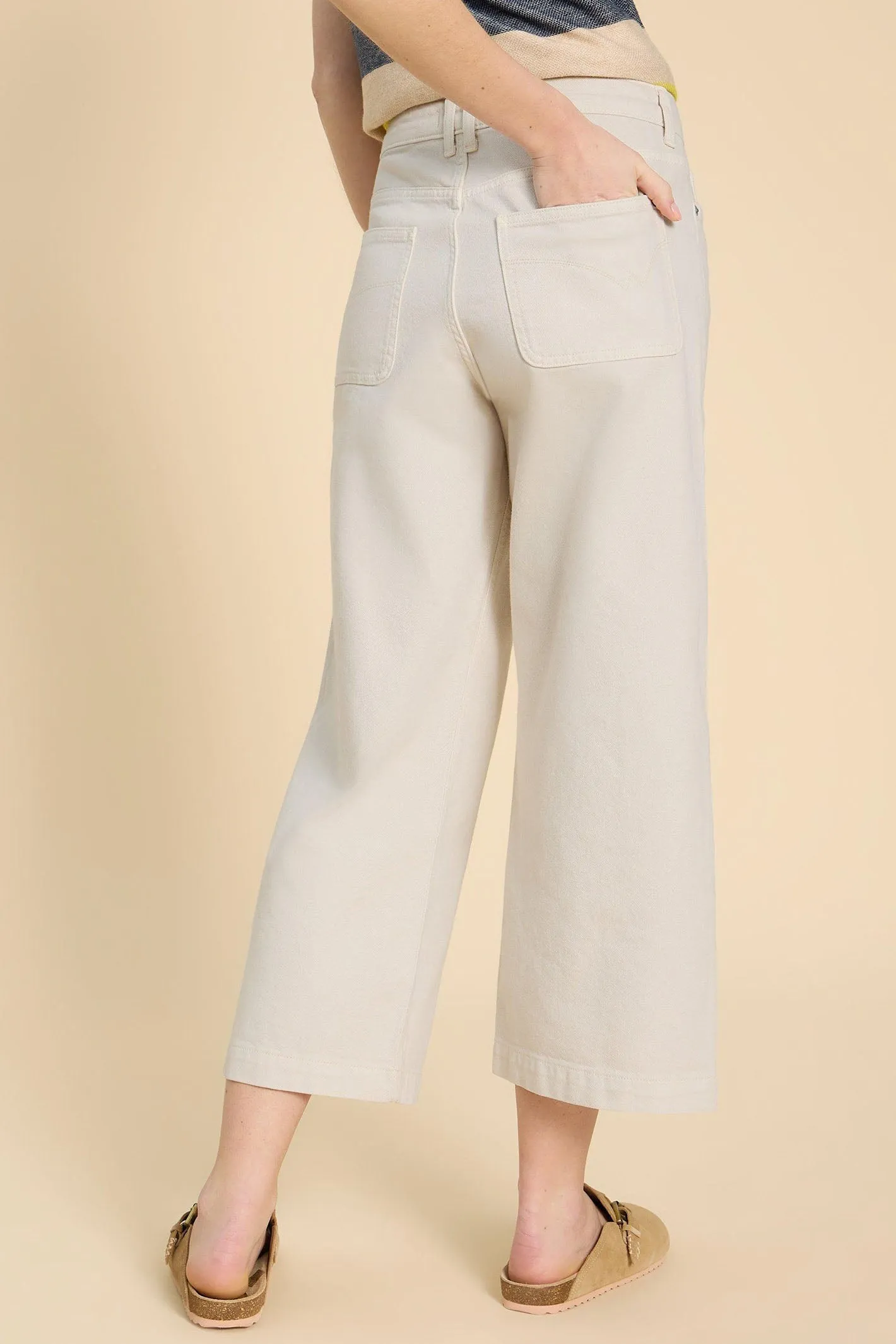 White Stuff 440997 Tia Natural White Wide Leg Cropped Jeans