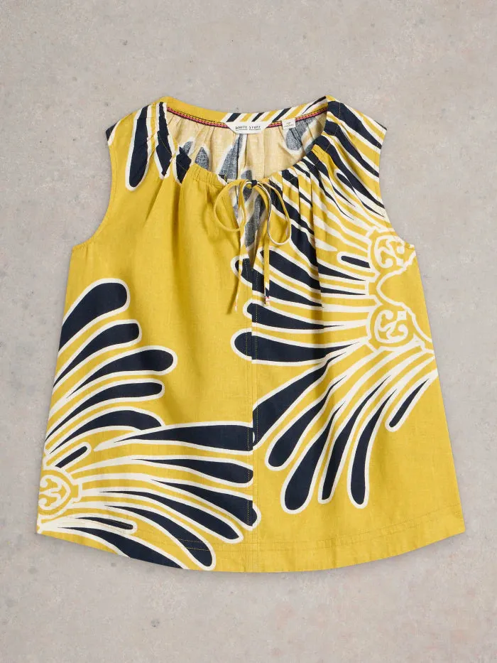 White Stuff Marley Linen Blend Tank - Yellow Print