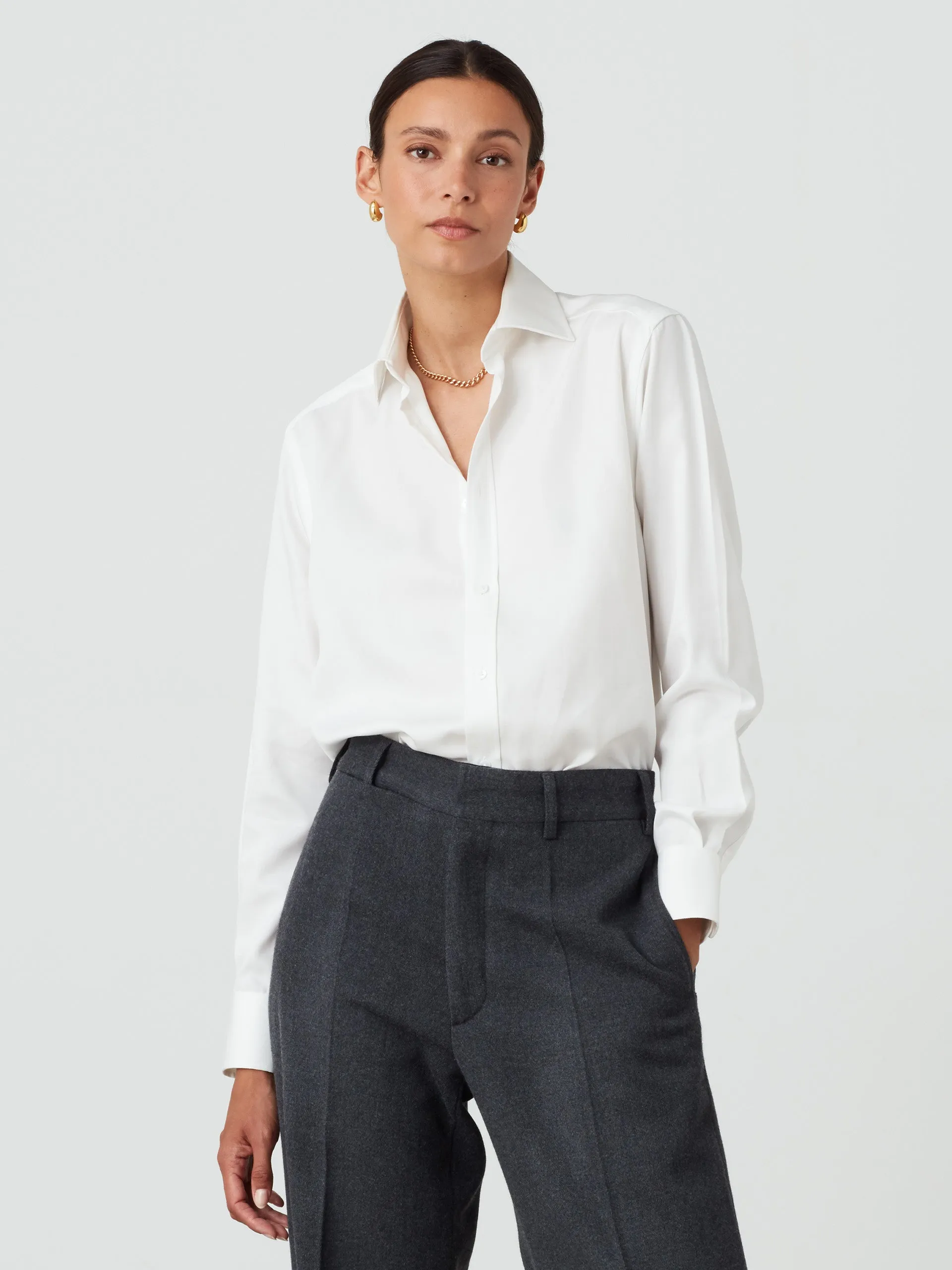 White tencel Boyfriend shirt