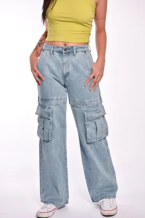 Wide Cargo Denim Jeans