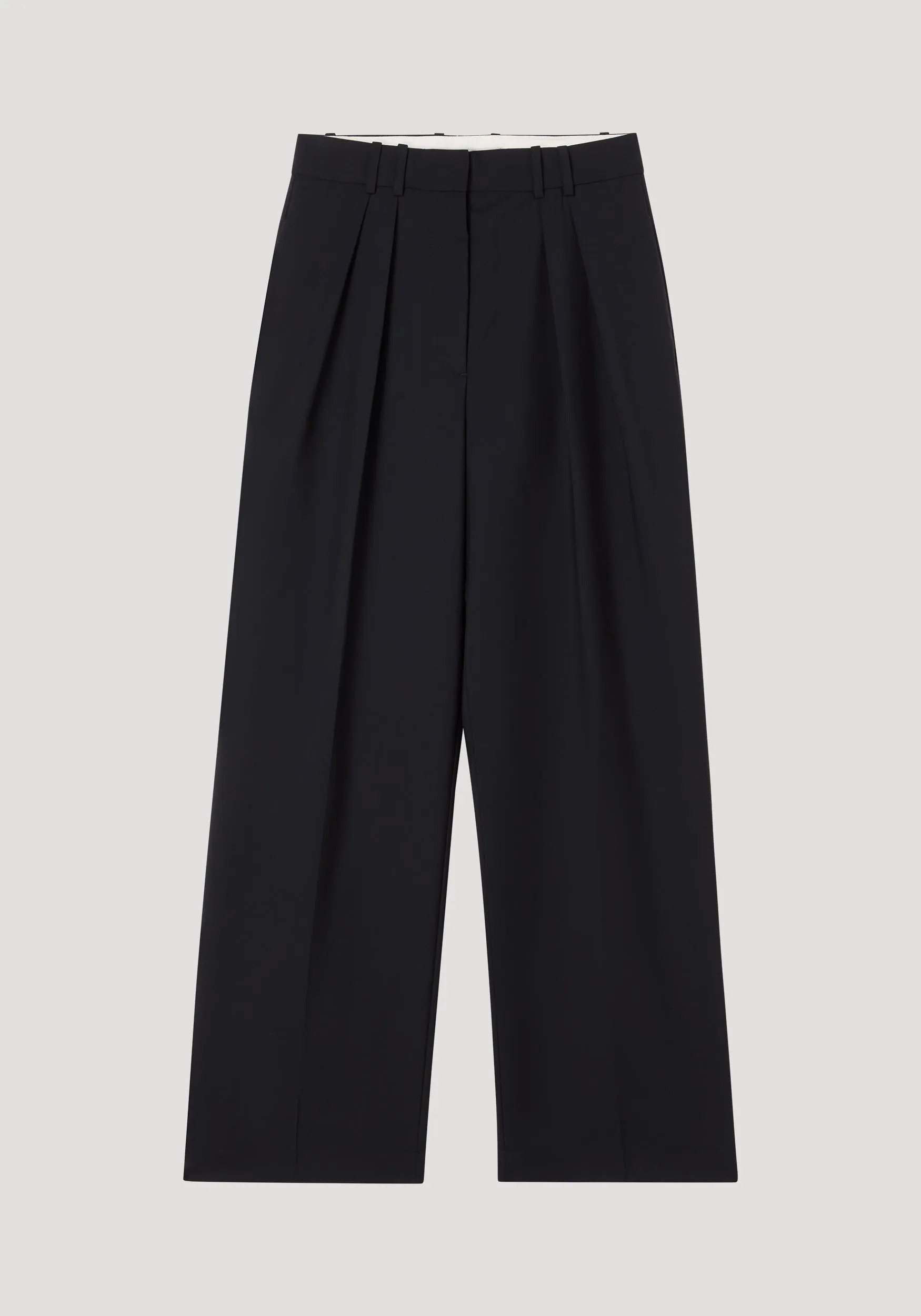 Wide leg double pleated trousers | black