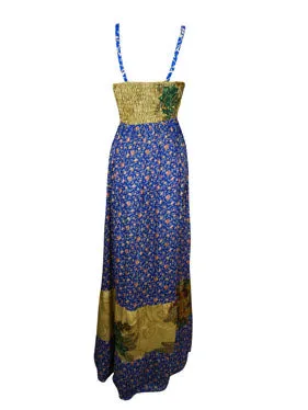 Womens Boho Maxi Blue Paisley Beach Maxi Dress S/M