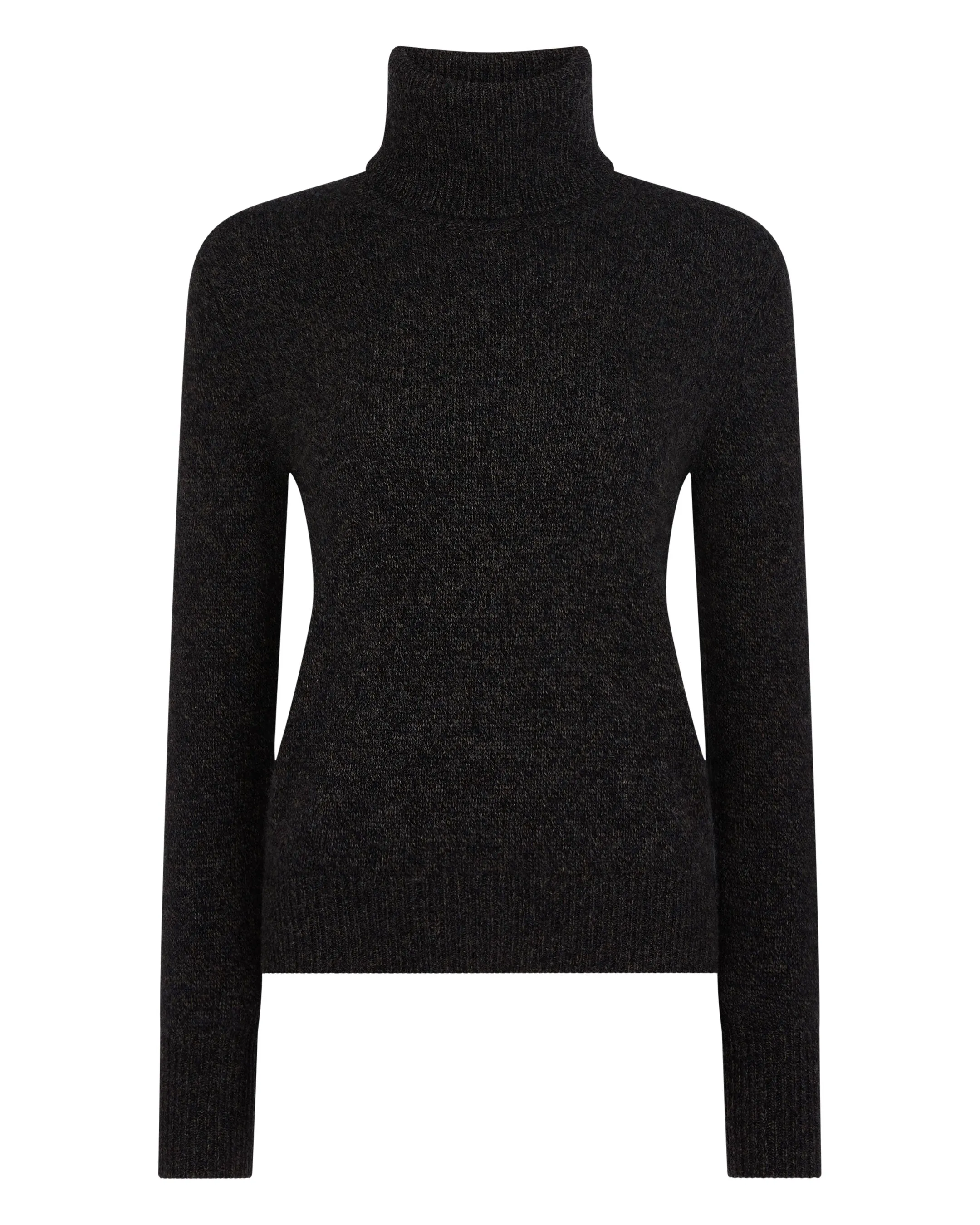 Women's Hazel Marl Chunky Turtle Neck Cashmere Sweater Granite Grey