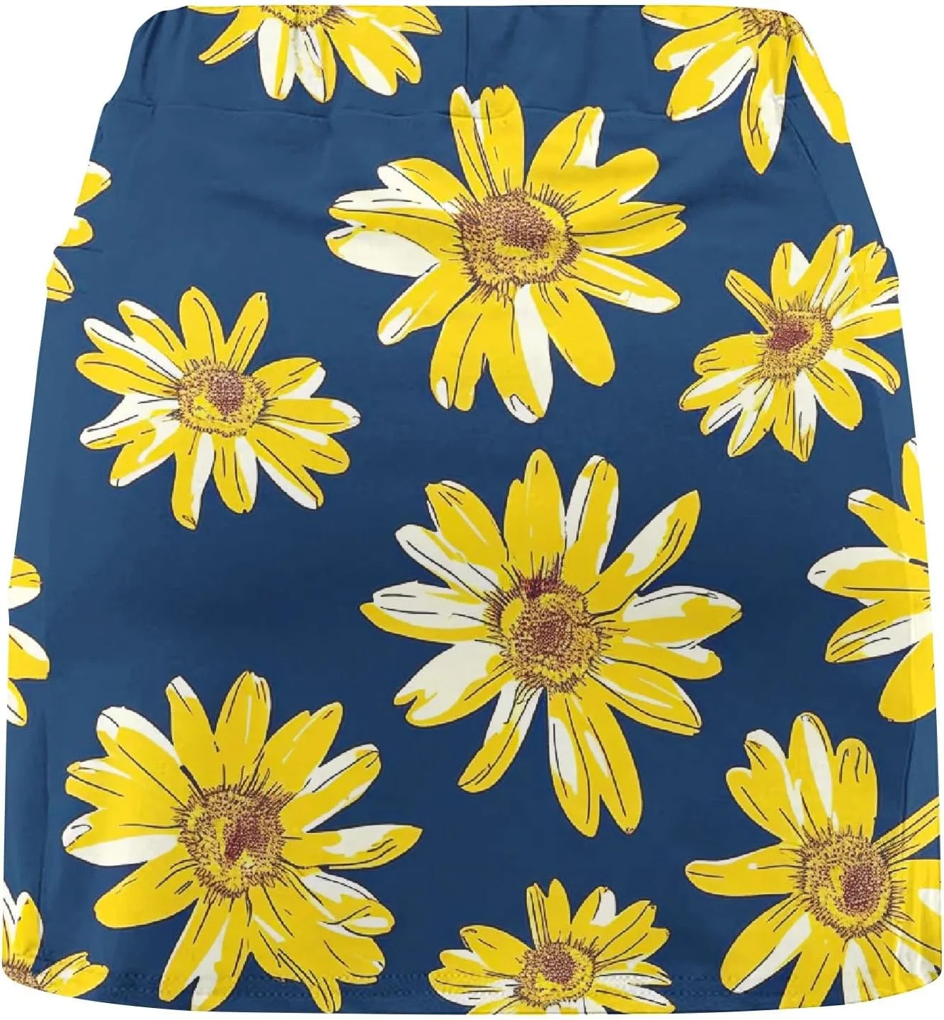 Womens Tennis Skorts Skirts with Built in Shorts Summer Sunflower Print Skirted Shorts Running Workout Skort